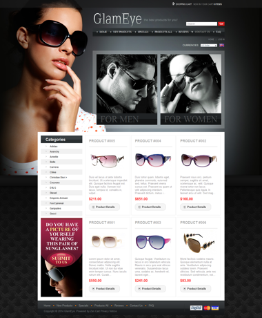 Thiet ke website shop mắt kính