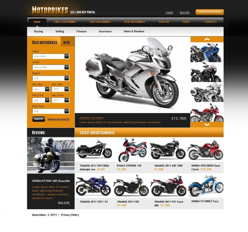 Thiet ke website ô tô - xe máy